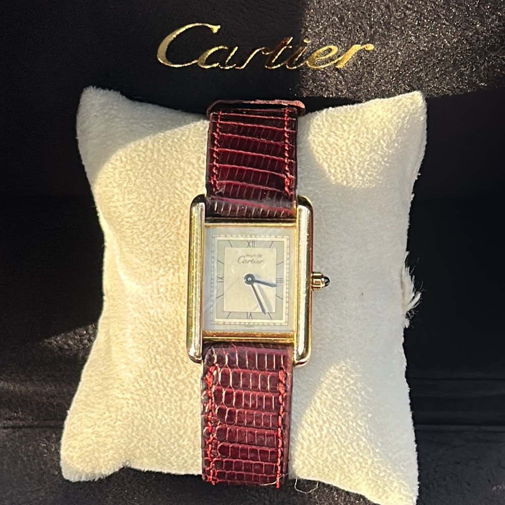 2X Host Pick! 🎉🎊🍾🥳👏Cartier Paris 925 Tank Quart 366001 49236 Gold Vermeil